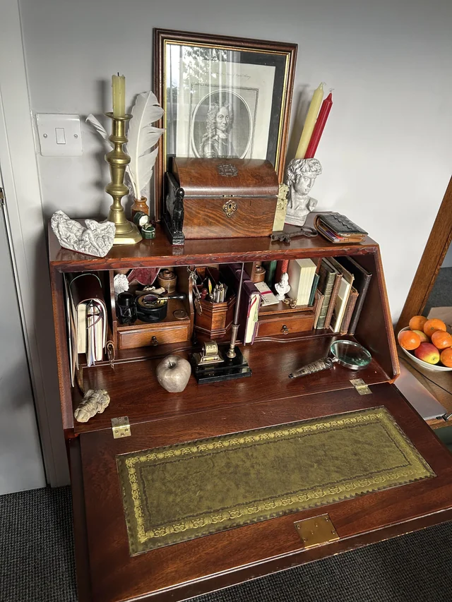 antique writing desk aesthetic setup
