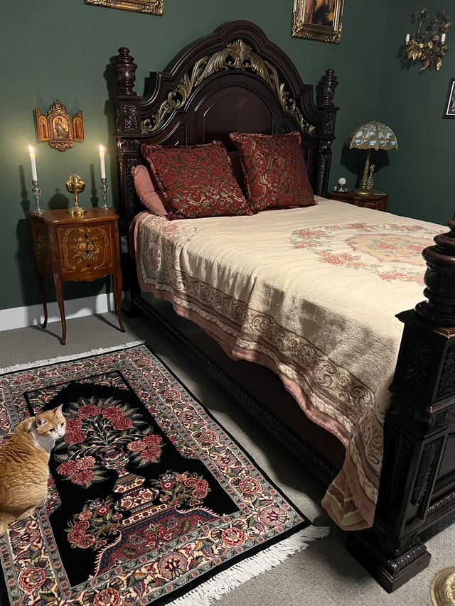 dark academia bedroom dark green walls