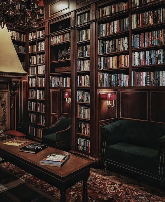 vintage books aesthetic dark academia room
