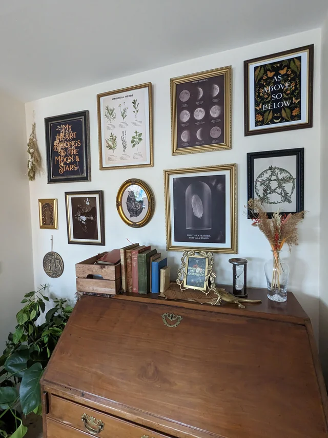 vintage portrait art dark academia wall