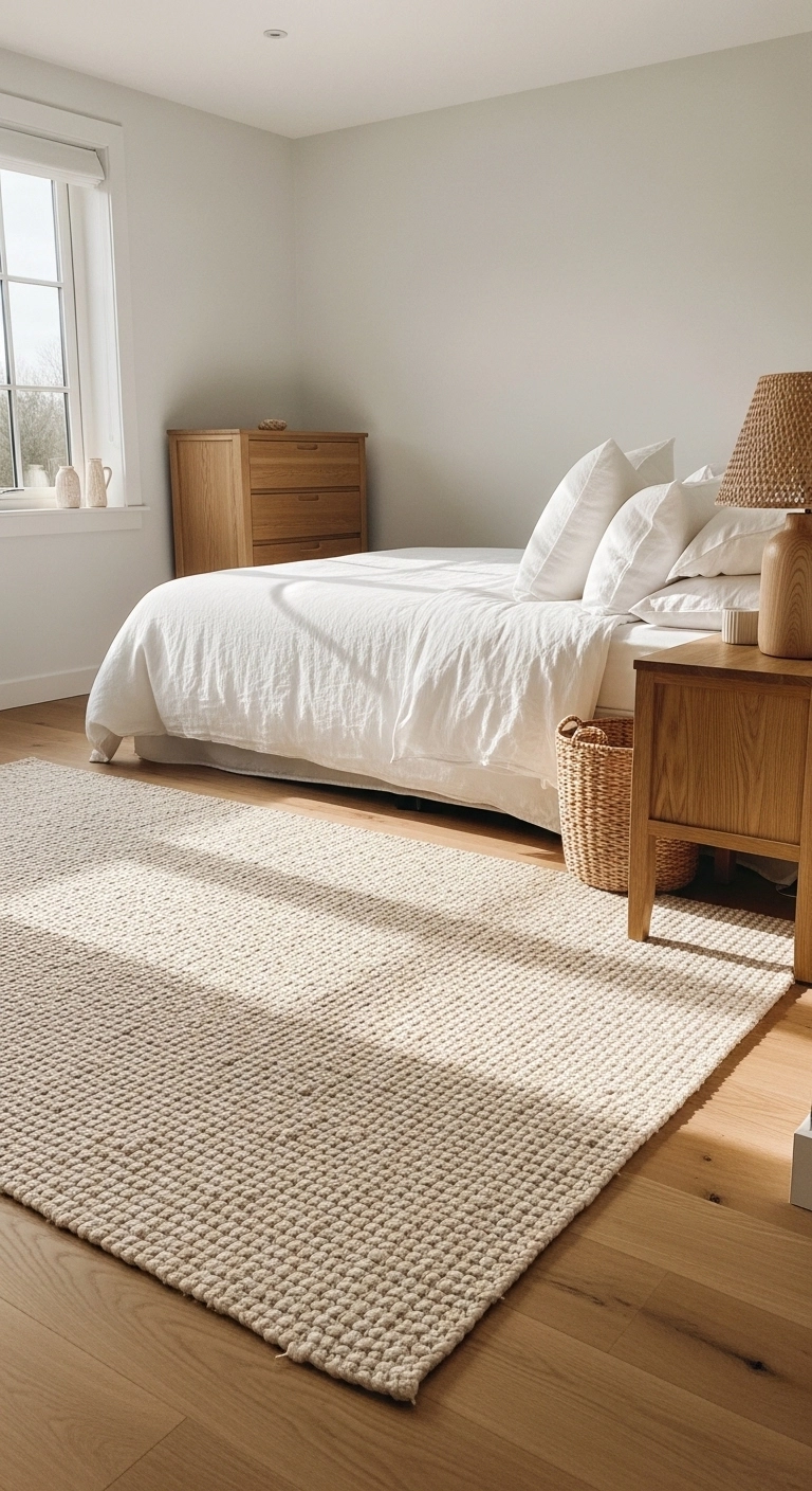 bedroom rug ideas with a natural fiber rug