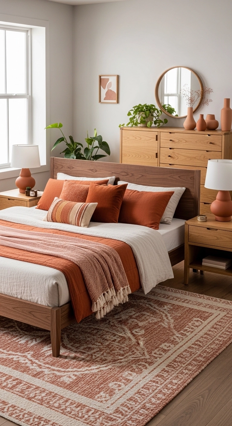 Terracotta with Natural Wood