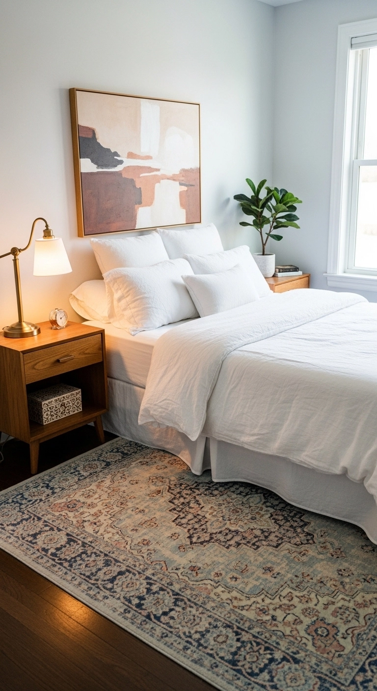 bedroom rug ideas with a vintage-style rug