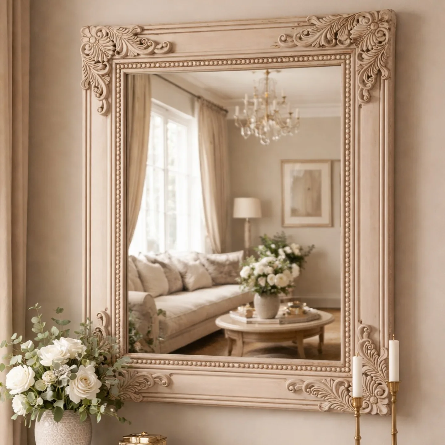 golden mirror in princess bedroom