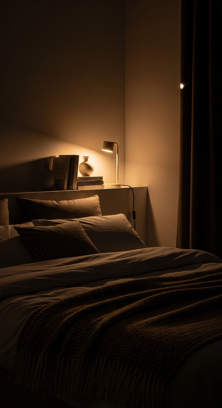 bedroom lighting ideas with a small accent lamp for a cozy nighttime mood
