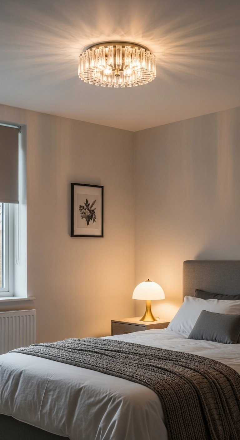 bedroom lighting ideas using layered lights in a stylish cozy bedroom