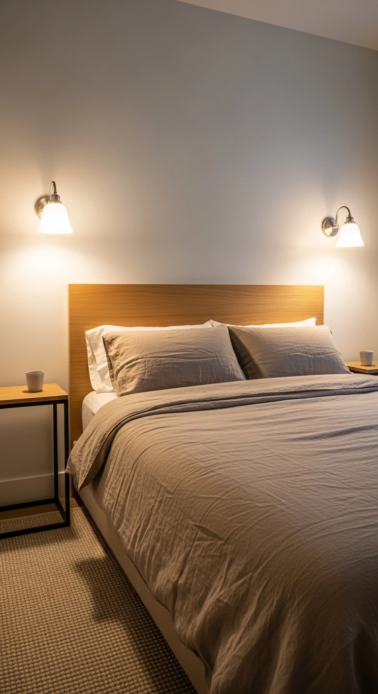 bedroom lighting ideas featuring wall sconces in a small elegant bedroom